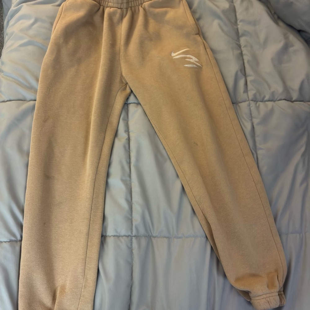 Kids Beige Joggers with Logo